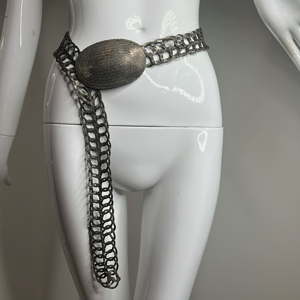 43” Metal Wire Crochet Silver Mesh Adjustable Belt Hand Made in Greece